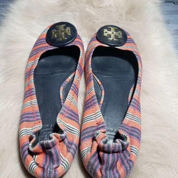 Tory Burch Riva Striped Flat Ballet