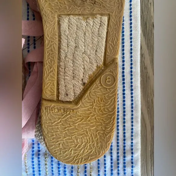 Tory Burch Womens Espadrilles  size 8 Navy /pink  Ankle Wrap Woven Natural NEW