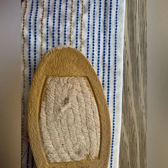 Tory Burch Womens Espadrilles  size 8 Navy /pink  Ankle Wrap Woven Natural NEW