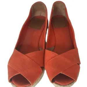 Tory Burch Filipa Solid Orange Espadrille Wedge Women's size 6.5