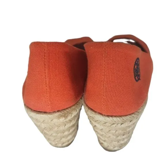 Tory Burch Filipa Solid Orange Espadrille Wedge Women's size 6.5