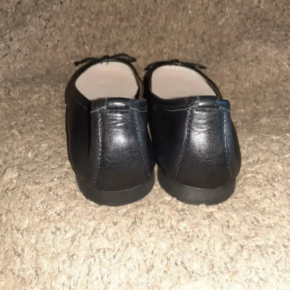 TOSCA BLU-Black Leather Ballet Flats-Bow Detail-Sz 38-7.5 US-NWOB