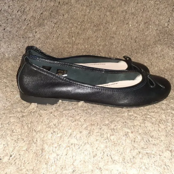 TOSCA BLU-Black Leather Ballet Flats-Bow Detail-Sz 38-7.5 US-NWOB