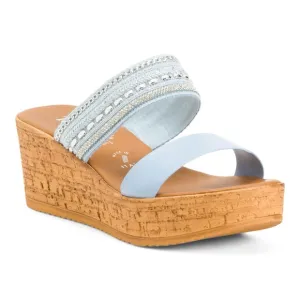 Toscanella Blue Gracelin Double Band Wedge Sandal Size 9