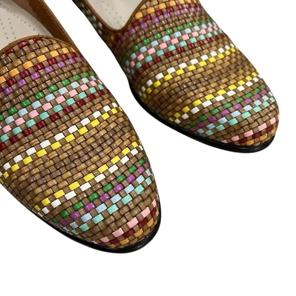 Trotters 8.5 N Liz Multicolored Rainbow Woven Slip On Loafers Flats