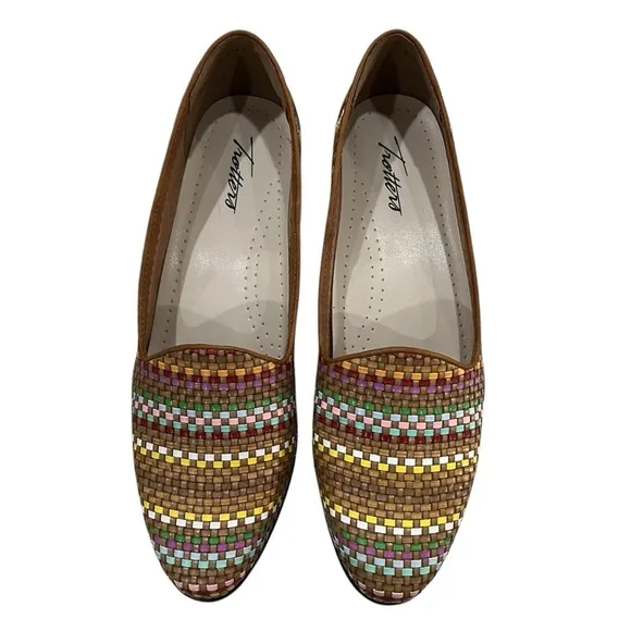 Trotters 8.5 N Liz Multicolored Rainbow Woven Slip On Loafers Flats