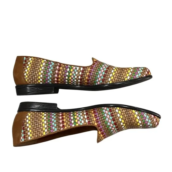 Trotters 8.5 N Liz Multicolored Rainbow Woven Slip On Loafers Flats