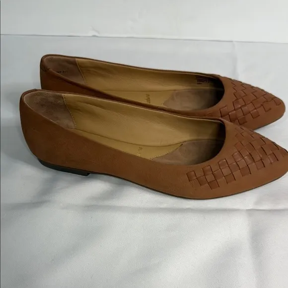 Trotters Brown Leather Loafers with Woven Design
