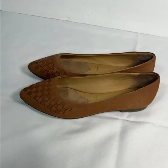 Trotters Brown Leather Loafers with Woven Design