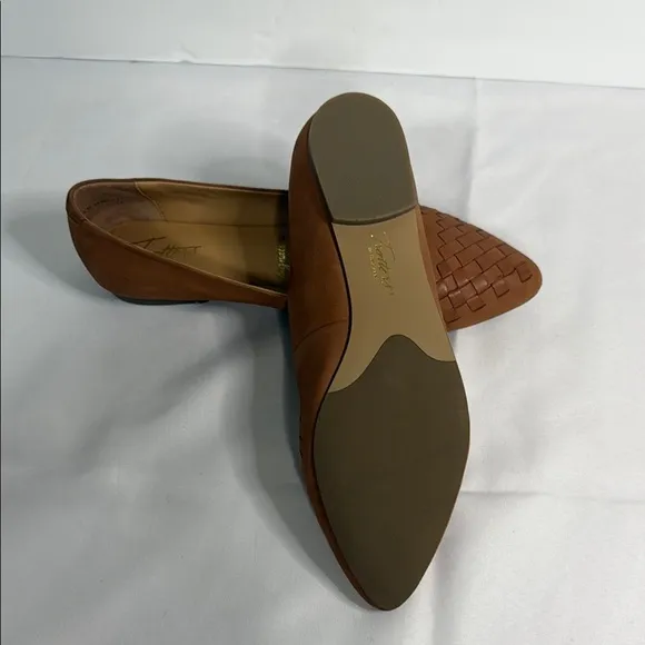 Trotters Brown Leather Loafers with Woven Design