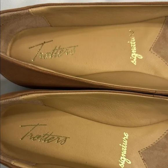 Trotters Brown Leather Loafers with Woven Design