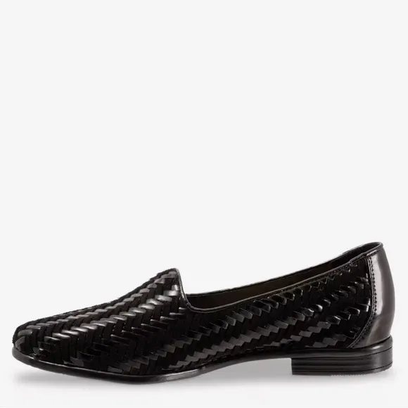 Trotters Liz Women’s Black Herringbone Woven Slip On Comfort Loafers, Size 10