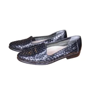 Trotters Loafers Slip On Black Woven Leather Comfort Shoe Size 8.5M