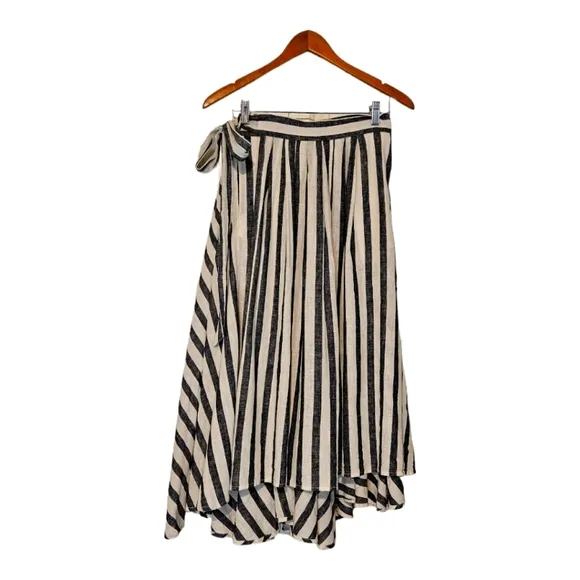 Trovata Birds of Paradis True Wrap Skirt Blue and White Linen Blend Small