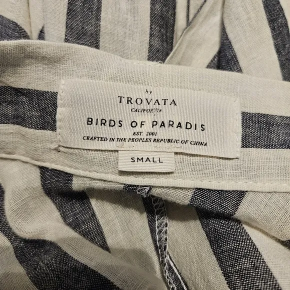 Trovata Birds of Paradis True Wrap Skirt Blue and White Linen Blend Small