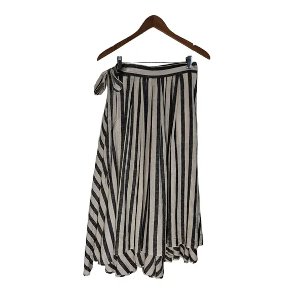 Trovata Birds of Paradis True Wrap Skirt Blue and White Linen Blend Small