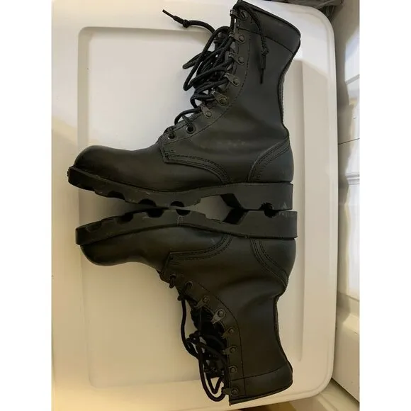 TRU SPEC BLACK COMBAT‎ BOOTS SPEED LACE BOOTS ALL LEATHER SZ 6 1/2 REG