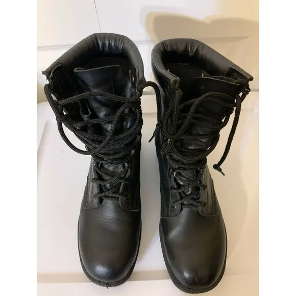TRU SPEC BLACK COMBAT‎ BOOTS SPEED LACE BOOTS ALL LEATHER SZ 6 1/2 REG