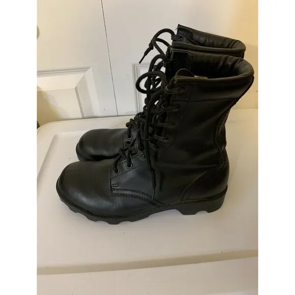 TRU SPEC BLACK COMBAT‎ BOOTS SPEED LACE BOOTS ALL LEATHER SZ 6 1/2 REG