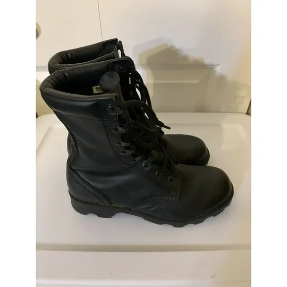 TRU SPEC BLACK COMBAT‎ BOOTS SPEED LACE BOOTS ALL LEATHER SZ 6 1/2 REG