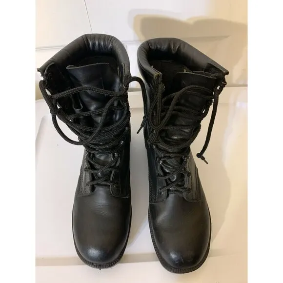 TRU SPEC BLACK COMBAT‎ BOOTS SPEED LACE BOOTS ALL LEATHER SZ 6 1/2 REG