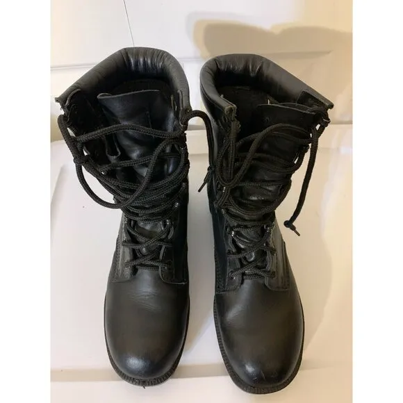 TRU SPEC BLACK COMBAT‎ BOOTS SPEED LACE BOOTS ALL LEATHER SZ 6 1/2 REG