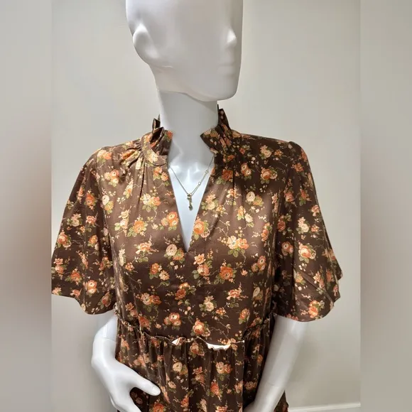 Tuckernuck Crawford Dress Mini L Rosewood Chintz Floral Tiered Ruffle NWT