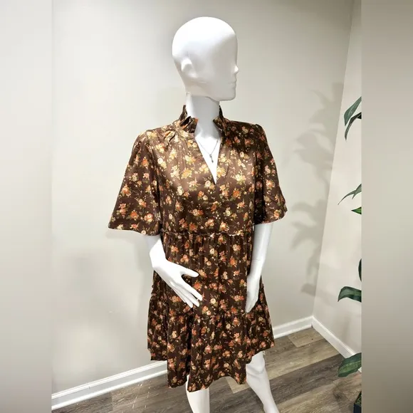 Tuckernuck Crawford Dress Mini L Rosewood Chintz Floral Tiered Ruffle NWT
