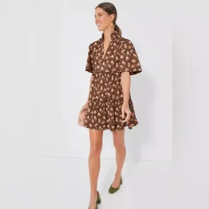 Tuckernuck Crawford Dress Mini L Rosewood Chintz Floral Tiered Ruffle NWT
