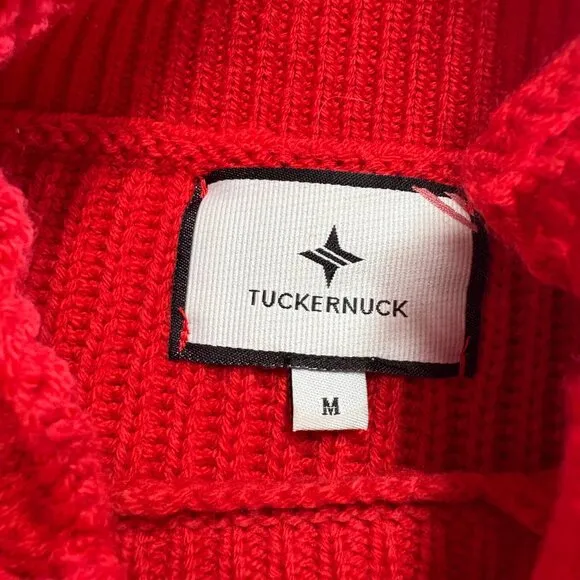 Tuckernuck Delphine Ruffle Neck Sweater size M medium red wool blend
