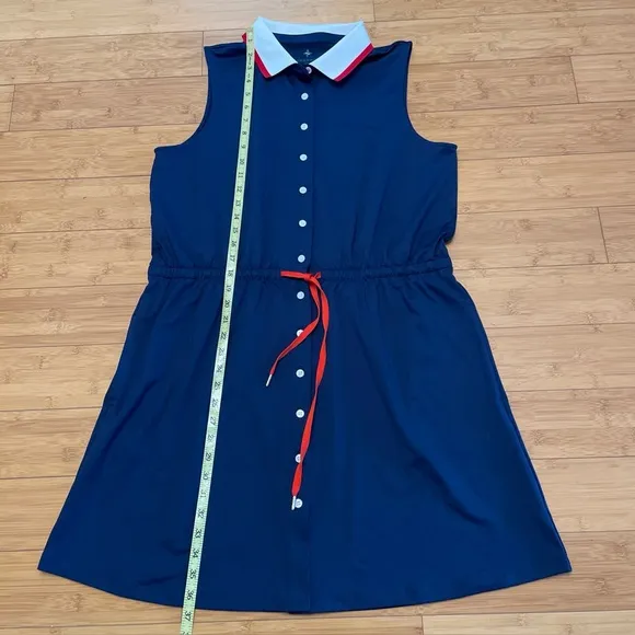 Tuckernuck Sport Navy Sleeveless Mini Dress Size XL Button Up Golf Drawstring