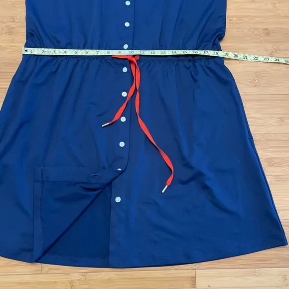 Tuckernuck Sport Navy Sleeveless Mini Dress Size XL Button Up Golf Drawstring