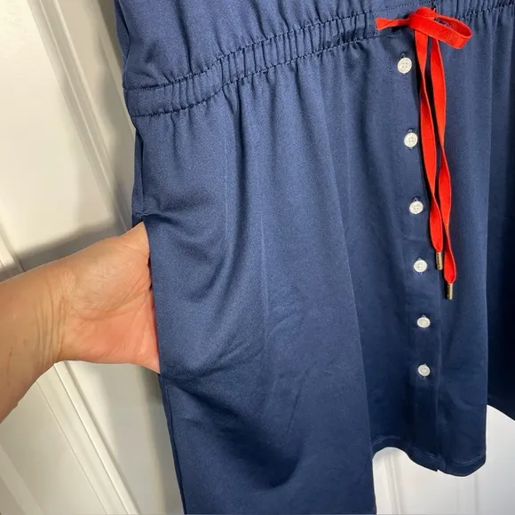 Tuckernuck Sport Navy Sleeveless Mini Dress Size XL Button Up Golf Drawstring