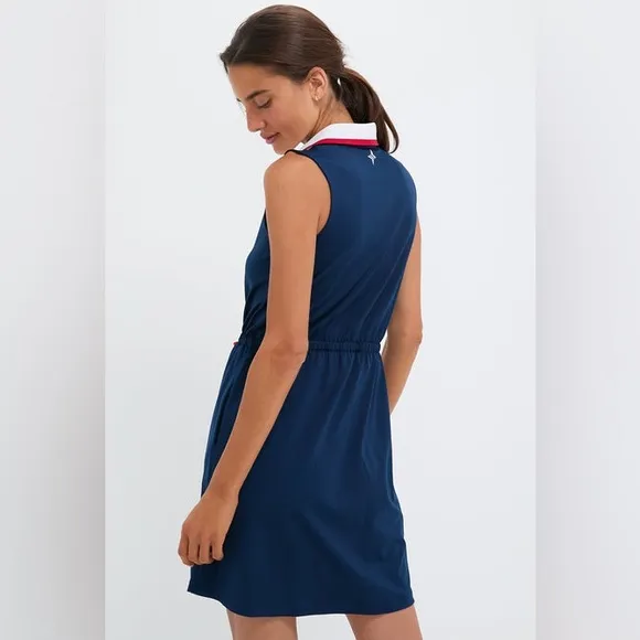Tuckernuck Sport Navy Sleeveless Mini Dress Size XL Button Up Golf Drawstring