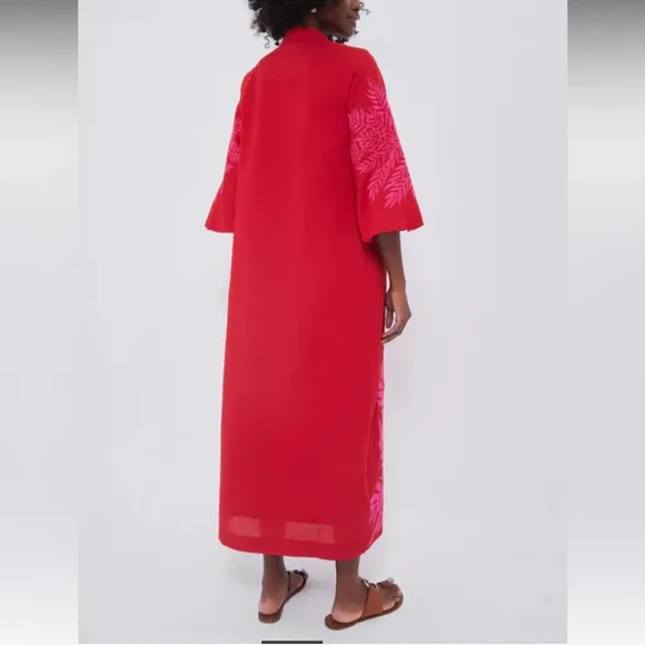 TUCKERNUCK X INDIA HICKSScarlet and Hot Pink Embroidered Windermere Caftan