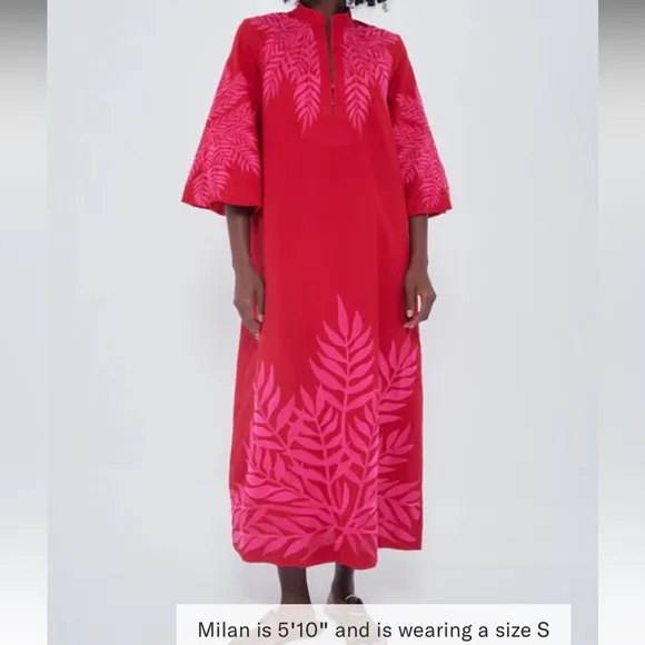 TUCKERNUCK X INDIA HICKSScarlet and Hot Pink Embroidered Windermere Caftan