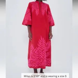 TUCKERNUCK X INDIA HICKSScarlet and Hot Pink Embroidered Windermere Caftan