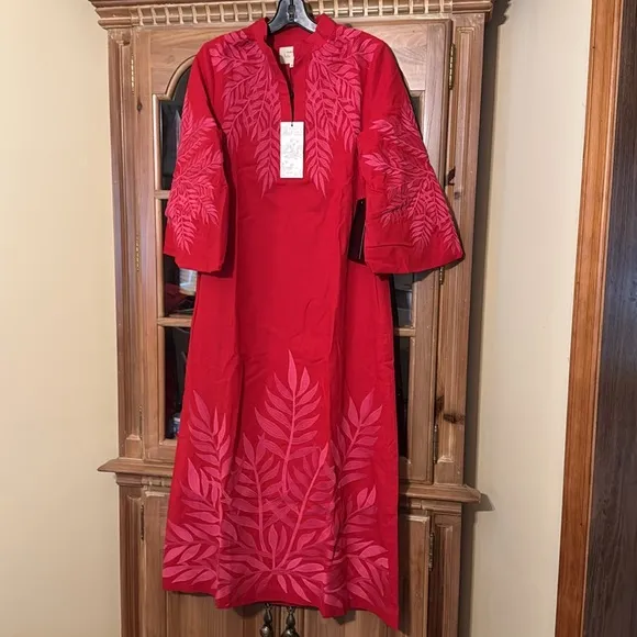 TUCKERNUCK X INDIA HICKSScarlet and Hot Pink Embroidered Windermere Caftan