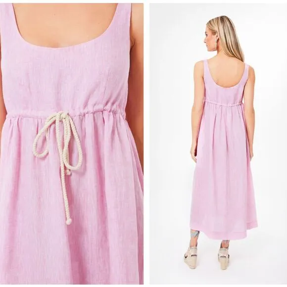 TUCKERNUCK x POMANDER PLACE Sabella Linen Maxi Dress Pink Sz XXL NWT {LL31}