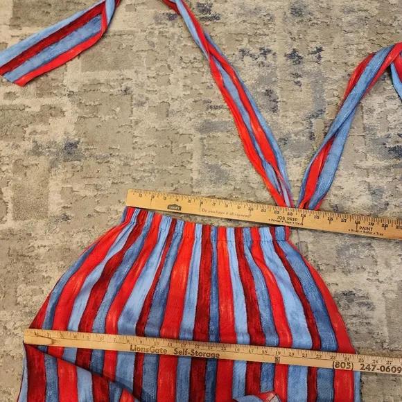 Tuckernuck Pomander Place Linen Painterly Red Blue Stripe Hampton PullOn Skirt M