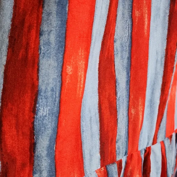 Tuckernuck Pomander Place Linen Painterly Red Blue Stripe Hampton PullOn Skirt M