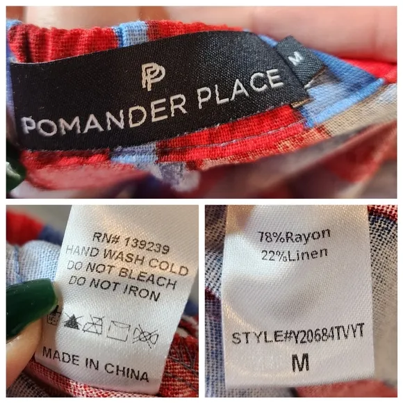 Tuckernuck Pomander Place Linen Painterly Red Blue Stripe Hampton PullOn Skirt M