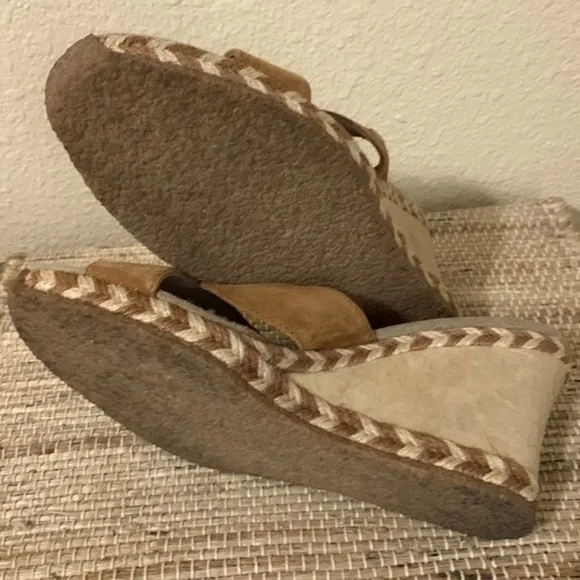UGG Australia &quot;Margot&quot; 1689 Wedge Sandals Brown Tan Suede Espadrilles​​​