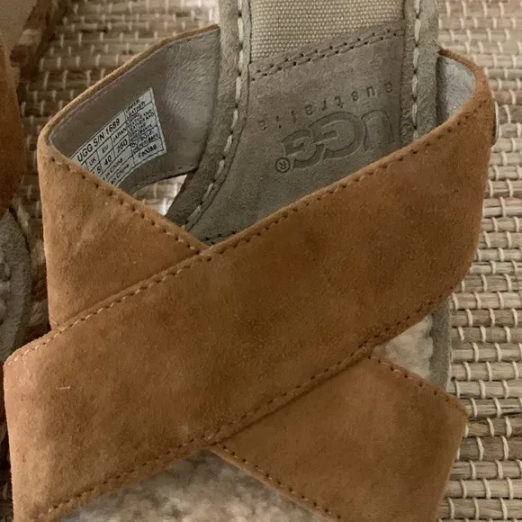 UGG Australia &quot;Margot&quot; 1689 Wedge Sandals Brown Tan Suede Espadrilles​​​
