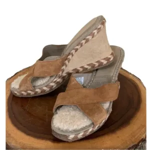 UGG Australia &quot;Margot&quot; 1689 Wedge Sandals Brown Tan Suede Espadrilles​​​
