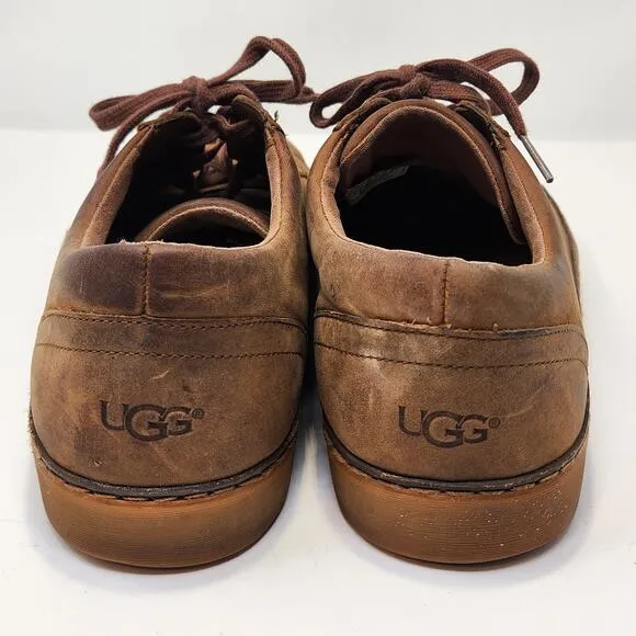 UGG Australia Men Kolman Brown Nubuck Leather Sneakers Size 11.5 Shearling Lined