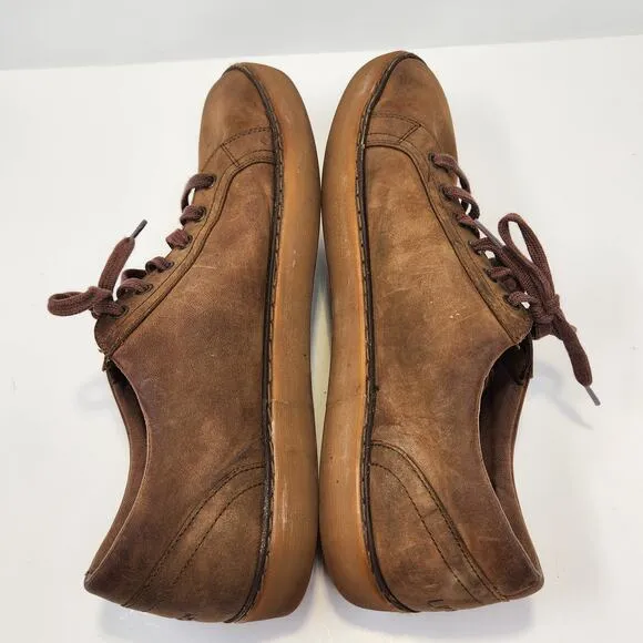 UGG Australia Men Kolman Brown Nubuck Leather Sneakers Size 11.5 Shearling Lined