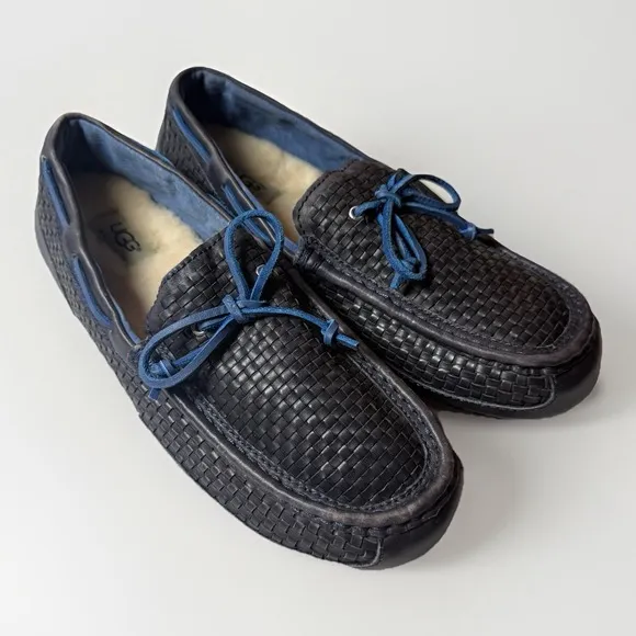 Ugg Australia Men's Chester Woven Leather Loafers Size 10 Black