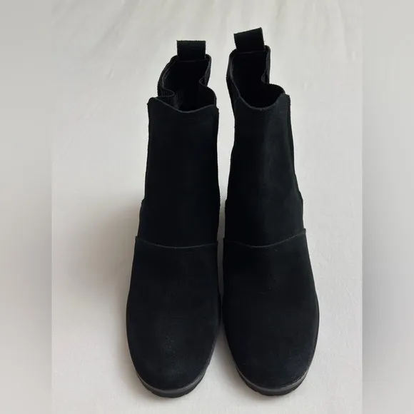 UGG Black Hazel Waterproof Suede Chunky Heel Chelsea Boots Size 10
