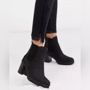 UGG Black Hazel Waterproof Suede Chunky Heel Chelsea Boots Size 10
